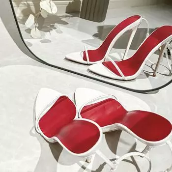 Острый носок Сексуальные простые летние женские модные босоножки на каблуке 12 см с пряжкой на щиколотке, ремешком на щиколотке, модная обувь для вечеринки и свадьбы, женская 35