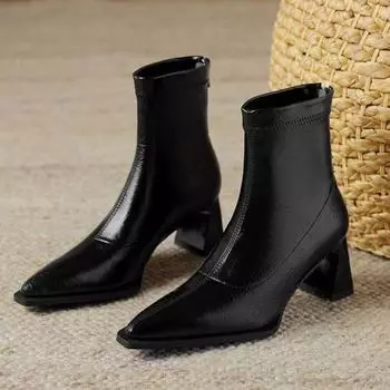 Острый носок женские ботильоны челси на высоком каблуке дизайнерская обувь мода новый тренд зимние готические гладиаторские туфли женские 35