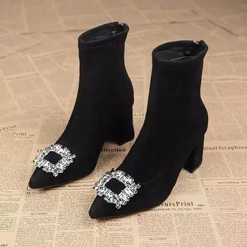 Острый носок женские современные ботильоны модные хрустальные короткие ботильоны лаконичные туфли на высоком каблуке для вечеринок 35 бежевый