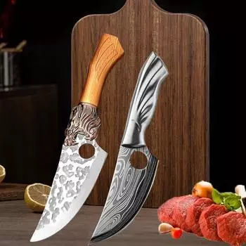 Острый нож ручной ковки, кухонный нож для разделки мяса, нож для разделки рыбы, нож для обвалки мяса, разделочный нож, нож для чистки, многоцелевой нож knife B with cover