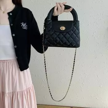 Osun 2024 простая ромбовидная маленькая ароматная ветровая цепочка маленькая сумочка, модная ручная сумка через плечо маленькая ароматная ветровая сумка белый