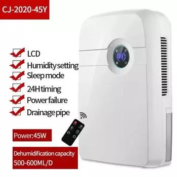 Осушитель воздуха Houselin для дома, резервуар для воды на 2,5 литра, ванная комната, спальня (700 кв. футов) Осушители воздуха со сливным шлангом EU Plug