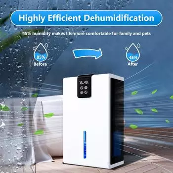 Осушители воздуха для спальни, резервуар для воды на 120 унций, бесшумные осушители воздуха для подвала, ванная комната с автоматическим отключением, мониторинг влажности, режим сна, белый цвет European socket белый