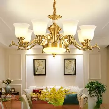 Освещение для столовой и спальни из чистой меди. Современные и минималистичные медные подвесные светильники для гостиной. 3 headlights