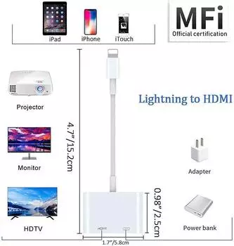 Освещение в HDMI Разрешение в 1920*1080P Двойной USB/OTG-концентратор для iPhone/iPad в 1080p TV Микрофон Аудио Конвертер для прямой трансляции белый