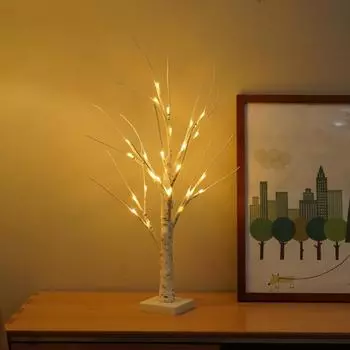 Освещенная береза, светодиодный ночник на батарейках, гибкие ветки, дизайн, прикроватная лампа, украшение для рабочего стола B