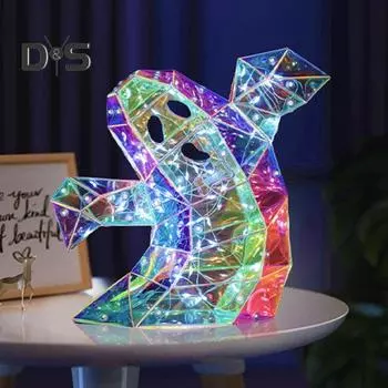 Освещенная фигурка привидения, украшение на Хэллоуин, призматическая переливающаяся жуткая лампа-призрак, питание от USB, красочный светильник-призрак для внутреннего и наружного декора A