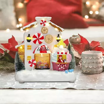 Освещенная рождественская деревенская музыкальная шкатулка-фигурка, рождественские украшения для дома для вечеринки