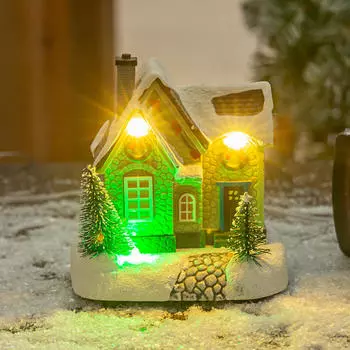 Освещенная Рождественская Деревня Дом Сцена Дома Коллекционное Здание Светильник Светодиодный Снег Style B
