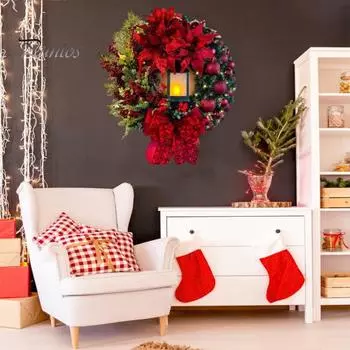 Освещенная рождественская сцена, рождественский венок, светящаяся фигурка Иисуса в виде святого семейства, венок со светодиодными лампами, зимняя праздничная гирлянда на входную дверь для фермерского дома B золотистый