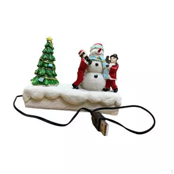 Освещенная рождественская статуэтка, рождественское украшение с гирляндами, праздничные атрибуты, статуэтка из смолы, стол