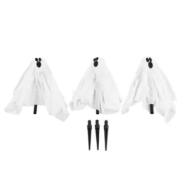 Освещенные колья-призраки Белый светодиодный светильник-призрак Пластиковая ткань Простая установка кольев-призраков для двора