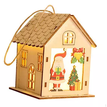 Освещенный рождественский деревенский домик, рождественские подвесные украшения, подарочные украшения для Санта-Клауса
