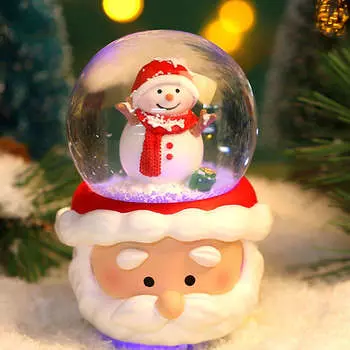 Освещенный рождественский хрустальный шар из смолы, симпатичный настольный рождественский шар на батарейках, украшение для дома, подарков на вечеринку, елка