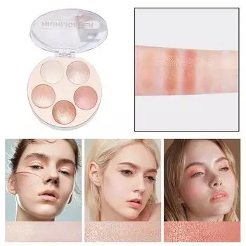 Осветлите тон кожи, чтобы изменить контур с помощью высококачественных матовых пятицветных теней для век, румян и средств для ухода за кожей «все в одном». Косметические принадлежности 1#