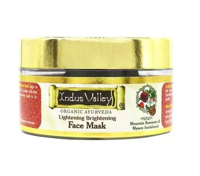 Осветляющая маска для лица c Розовой водой и Сандаловым деревом (50 мл), Lightening Brightening Face Mask, Indus Valley 6.7625
