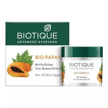 Осветляющий и восстанавливающий скраб для лица Biotique Papaya Tan Removal | 100% растительные экстракты | Подходит для всех типов кожи | 75 г