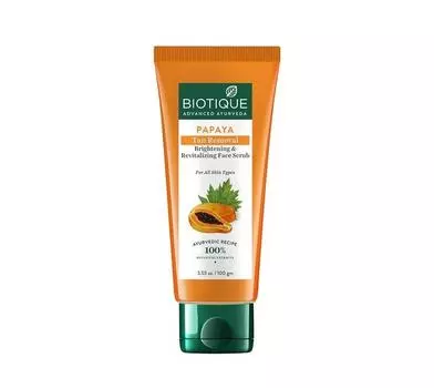 Осветляющий и восстанавливающий скраб для лица Biotique Papaya Tan Removal | 100% растительные экстракты | Подходит для всех типов кожи | 100 г