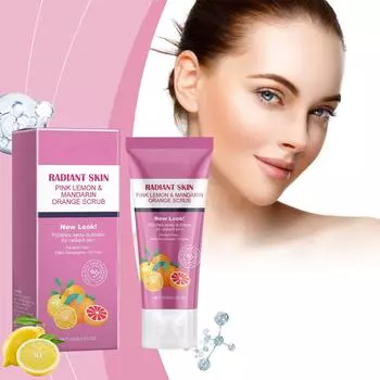 Осветляющий скраб для лица, Мягкое очищение, Отшелушивание, Осветление омертвевшей кожи, Мягкий очищающий скраб