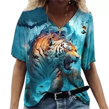 Освежающая картина маслом, забавный узор, 3D принт, повседневная женская футболка, летняя модная свободная женская футболка с короткими рукавами, топ L