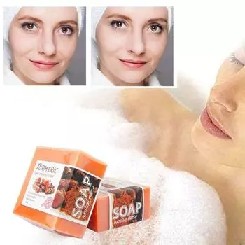 Освежающее очищающее мыло с куркумой, содержащее натуральные ингредиенты куркумы, которые действуют мягко и не вызывают раздражения.