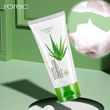 Освежающее очищающее очищающее средство для лица с алоэ вера глубоко очищает жирные загрязнения и оставляет ощущение комфорта и не стянутости после умывания. 100g