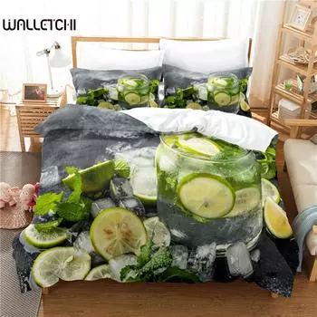 Освежающий лимонадный комплект постельного белья, пододеяльник, комплект постельного белья с 3D-печатью, комплект постельного белья размера «queen size», модный дизайн EU single(135x200cm)