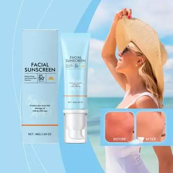 Освежающий солнцезащитный крем для лица, устойчивый к УФ-излучению, увлажняющий, осветляющий, изолирующий, с высокой защитой от УФ-лучей, солнцезащитный крем для лица. One Size синий