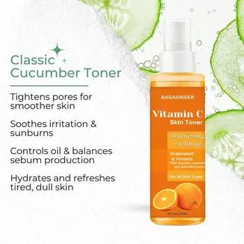 Освежающий спрей и тоник для лица | Тоник для сияющей кожи | Безалкогольный спрей и тоник для открытых пор Подтяжка | Женщины и мужчины | 100 мл 100ML