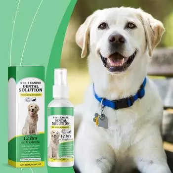 Освежитель дыхания собак, очищающий спрей для собак, дыхание, спрей для собак, спрей для свежего дыхания домашних животных, ополаскиватель для полости рта собак без щетки от зубного камня 100 мл One Size