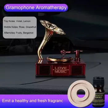 Освежитель воздуха для автомобильного фонографа на солнечной энергии, винтажный проигрыватель, аромат для записи, длительный, авто ароматерапия Lemon