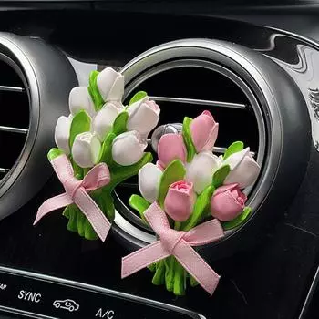 Освежитель воздуха для автомобиля Цветок тюльпана Автомобильный парфюм клипса Цветок вентиляционное отверстие Ароматерапия Запах Диффузор Автомобильные декоративные аксессуары