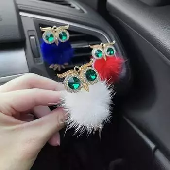 Освежитель воздуха для автомобиля Diamond Fluffy Owl, диффузор твердого аромата, зажим для духов на выход кондиционера автомобиля, аксессуары для интерьера чёрный