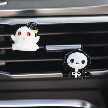 Освежитель воздуха для автомобиля Ghost, зажимы для вентиляционного отверстия на Хэллоуин, украшения, милые аксессуары для автомобиля на Хэллоуин, 3D-зажим для вентиляционного отверстия для автомобиля