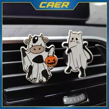 Освежитель воздуха для автомобиля Клипсы Призрачный Кот Ароматерапия для вентиляции Жуткая Корова Хэллоуин стойкий аромат Запахи Чистка Украшение автомобиля
