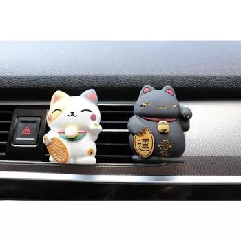 Освежитель воздуха для автомобиля Lucky Cat Ароматический диффузор Смола Арт Духи Зажим для автомобильного кондиционера Воздуховод Автомобильные аксессуары для салона автомобиля чёрный