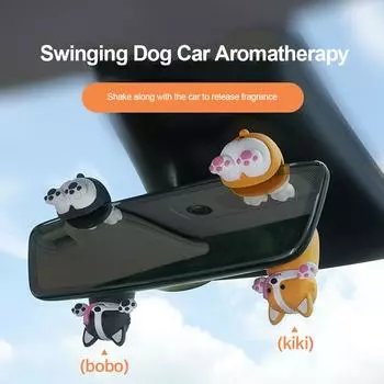 Освежитель воздуха для автомобиля, наклейка для ароматерапии, зеркало заднего вида, трясущаяся голова щенка, мини-милое украшение, автомобильные аксессуары чёрный