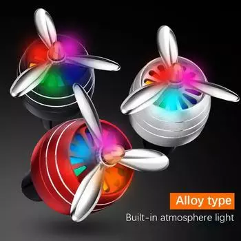 Освежитель воздуха для автомобиля Освежитель воздуха в вентиляционном отверстии Духи Зажим Вертолет со светодиодной цветной подсветкой Вентилятор Ароматизатор Аромадиффузор серебряный