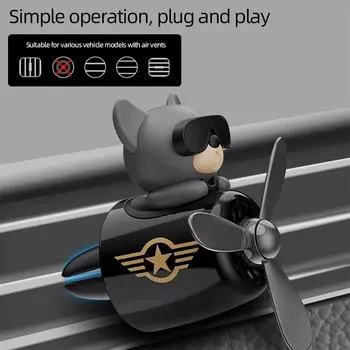 Освежитель воздуха для автомобиля Pilot Dog с вращающимся вентилятором - симпатичный силиконовый зажим для вентиляционного отверстия, ароматерапевтический диффузор для украшения салона автомобиля