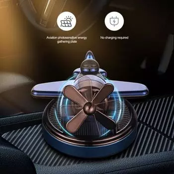 Освежитель воздуха для автомобиля с эфирным маслом и стойким ароматом. Роторная конструкция на солнечной энергии. синий
