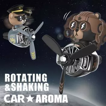 Освежитель воздуха для автомобиля в виде милого медвежонка-пилота - Премиум-зажим для вентиляционного отверстия в виде вентилятора с вращающимся пропеллером
