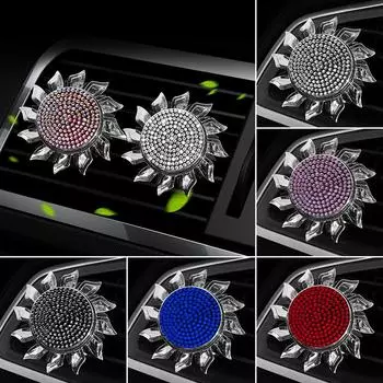 Освежитель воздуха для автомобиля, вращающийся зажим для вентиляционного отверстия автомобиля, диффузор аромата, блестящие бриллианты, стильный веер, автомобильный декор, аксессуары для интерьера чёрный