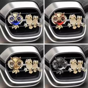 Освежитель воздуха в виде хрустальной совы, автомобильный парфюм в виде бриллиантовой совы, зажим для воздуховода, автомобильные аксессуары, украшение для интерьера для женщин, ароматерапия