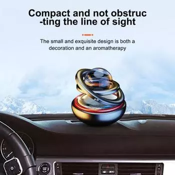 Освежитель воздушного кольца автомобиля на солнечной энергии, вращающийся шарик, прозрачный аромат, длительная очистка воздуха чёрный