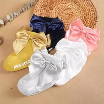От 0 до 36 месяцев, весенне-летние детские носки, однотонные детские носки-лодочки с бантиком, мягкие нескользящие носки-лодочки для девочек M