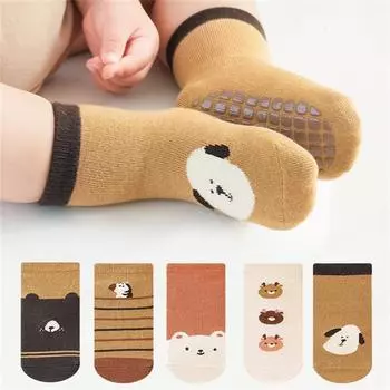 От 0 до 5 лет детские носки-тапочки для девочек и мальчиков, противоскользящие хлопковые носки для малышей для девочек и мальчиков, мягкие детские носки с принтом, нескользящие L