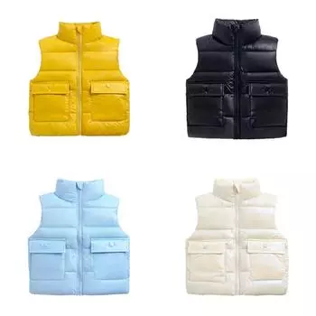 От 2 до 8 лет детский осенне-зимний теплый и утолщенный жилет на молнии, детский однотонный пуховый жилет 110