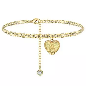 От А до Я выгравирована заглавная буква «Любовное сердце», кулон со стразами, браслет на ногу, цепочка на ногу K