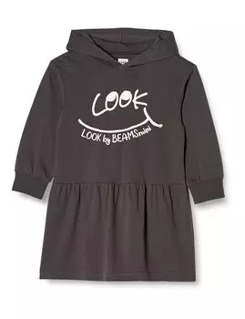 от Beams Smile Logo Print Sweat Tunic Girls Charcoal Gray 100 [Look Mini]