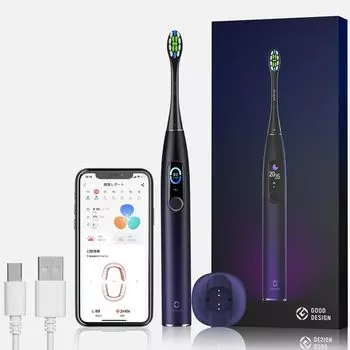 от Dental Oclean X Pro Electric Touch App Зарядная подставка Sonic Type Linear IPX7 Wireless 2 часа Quick 30 Purple [Рекомендуемая ассоциация] Зубная щетка, фиолетовый